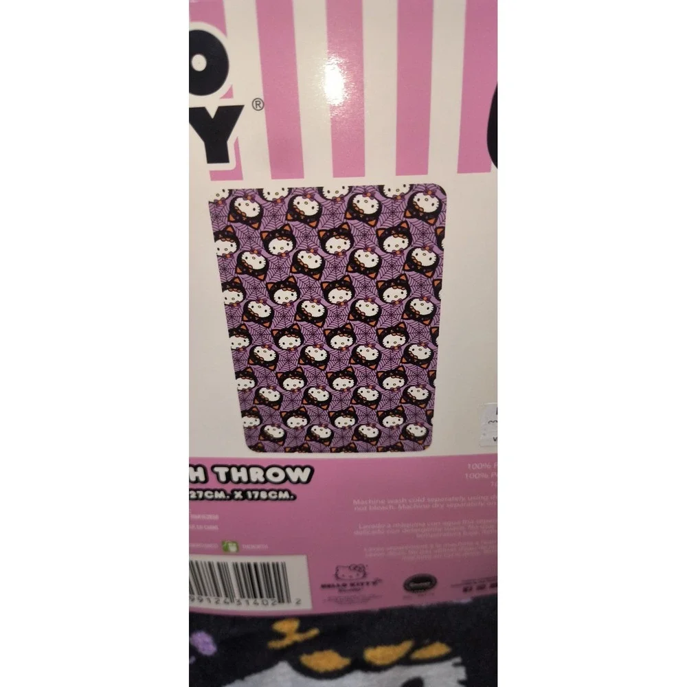 Hello Kitty Halloween Spider Web Black Cat Silk Touch Throw Blanket 50x70 Sanrio